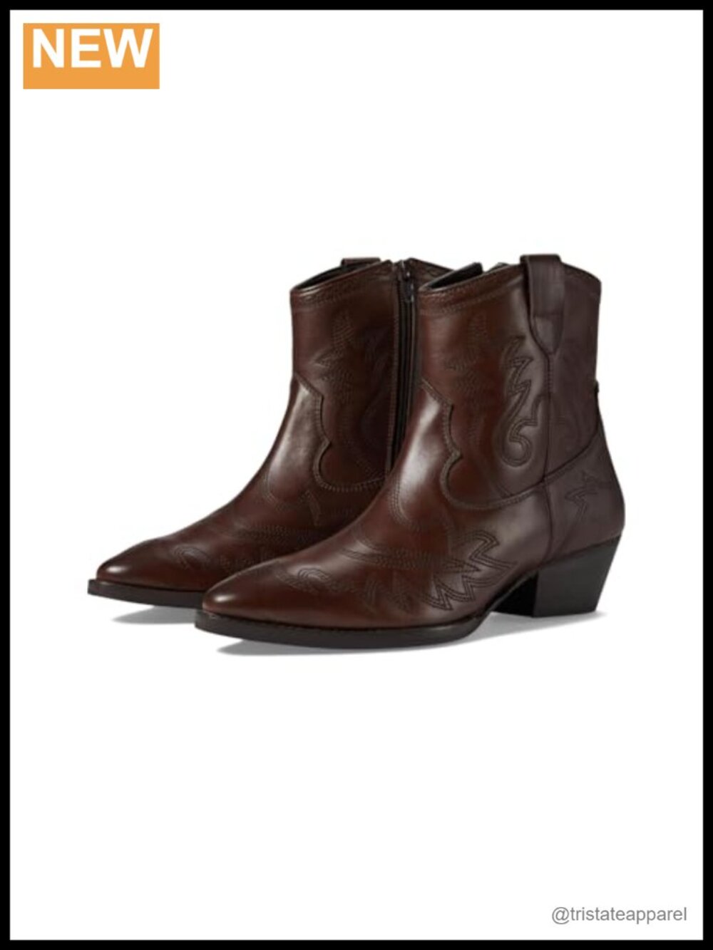 Seychelles Women's Eagle Rock Leather Western Bootie Pointed Toe Stacked Heel